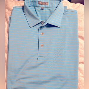PETER MILAR summer comfort XL blue striped golf polo